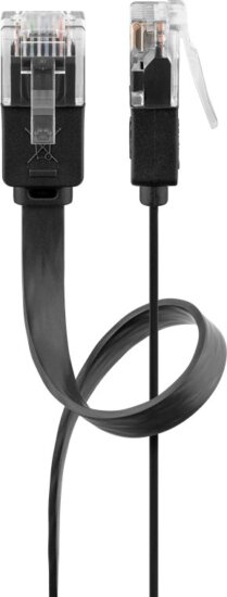 goobay U/UTP CAT.6 RJ45 Lapos Patch kábel 1,5m - Fekete