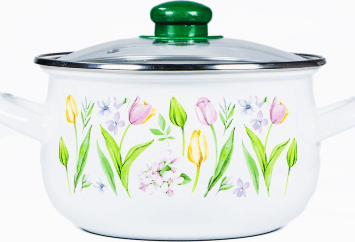 TOO Belly Tulip Lábas üveg fedővel Ø 22cm 4,8L - Fehér/Mintás