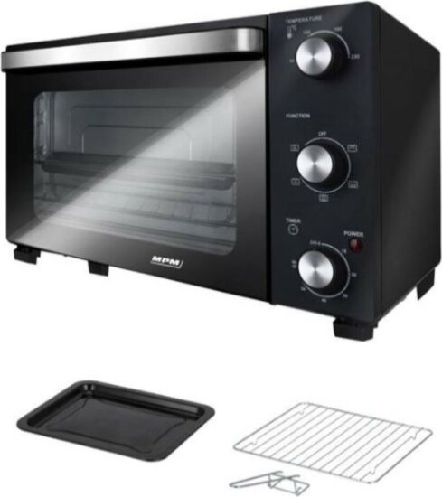 MPM MPE-15 Elektromos mini sütő 28L 1500 Watt - Fekete