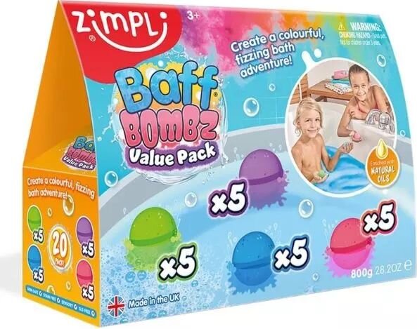 Zimpli Kids Baff Bombz: Illatos fürdőbomba szett (20 db/csomag)