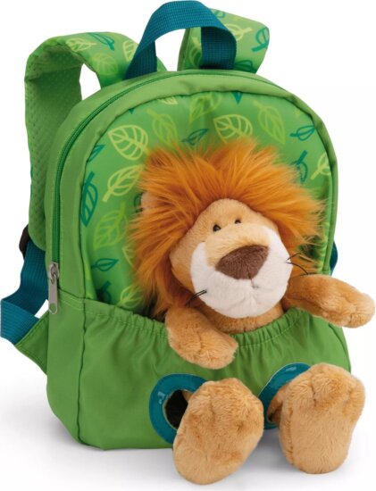 Nici Hátizsák kivehető Oroszlán plüssfigurával - Zöld 21 x 26 cm