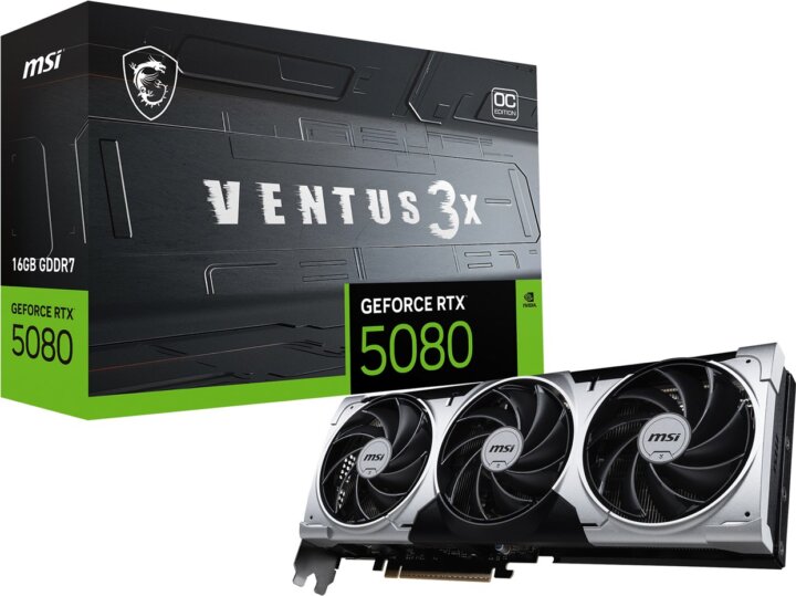 MSI GeForce RTX 5080 16GB GDDR7 Ventus 3X OC Plus Videókártya MSI GeForce RTX 5080 16GB GDDR7 Ventus 3X OC Plus Videókártya
