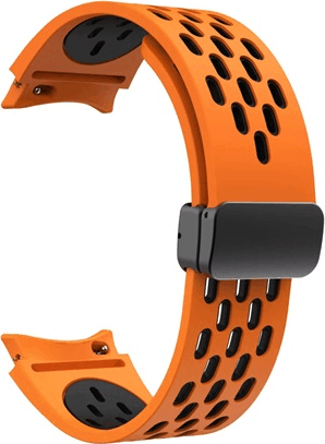 Mybandz 41723 Samsung Galaxy Watch 5/6/7 Mágneszáras Szilikon Okosóra szíj 20mm - Fekete/Narancssárga