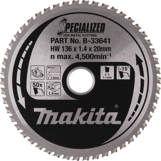 Makita SPECIALIZED Fém Körfűrészlap Ø 136mm 50fog Makita SPECIALIZED Fém Körfűrészlap Ø 136mm 50fog