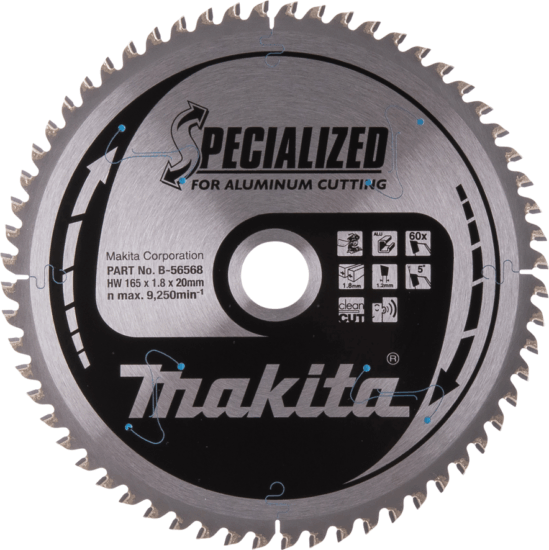 Makita SPECIALIZED Alumínium Körfűrészlap Ø 165mm 60 fog Makita SPECIALIZED Alumínium Körfűrészlap Ø 165mm 60 fog