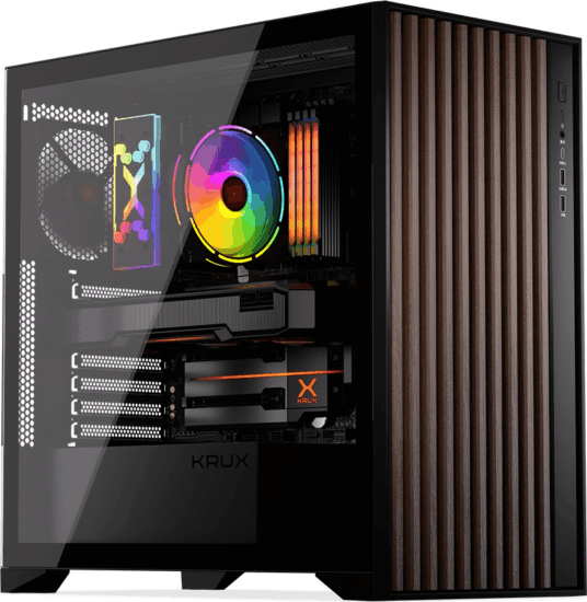 Krux Palum Midi Torony Számítógépház + 2db 120mm ventilátor - Fekete