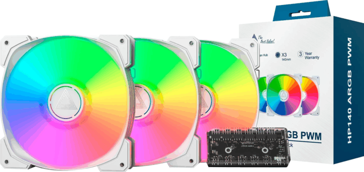 Montech HP140 140mm ARGB PWM Rendszerhűtő ventilátor 3db - Fehér Montech HP140 140mm ARGB PWM Rendszerhűtő ventilátor 3db - Fehér