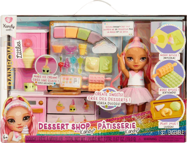 MGA Entertainment Rainbow High Little - Dessert Shop játékszett Kandy babával
