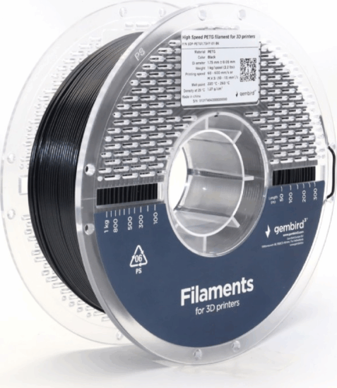 Gembird High Speed Filament PET-G 1.75mm 1kg - Fekete Gembird High Speed Filament PET-G 1.75mm 1kg - Fekete