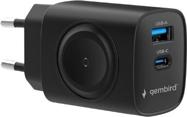 Gembird TA-UC-PDQCW20-01-BK USB-A / USB-C / Apple Watch Hálózati töltő Adapter 20W - Fekete