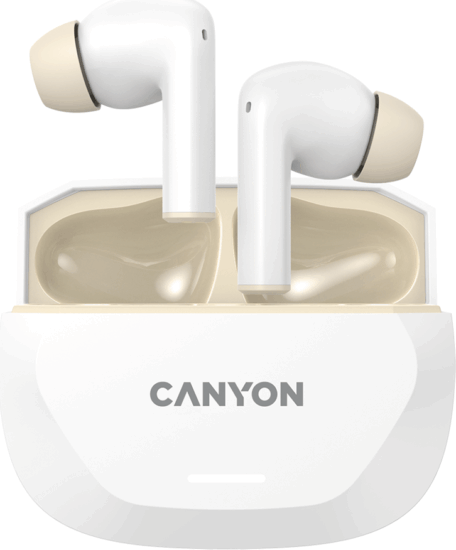Canyon HEXAGON 7 TWS Bluetooth Fülhallgató Headset Töltőtokban - Fehér / Bézs