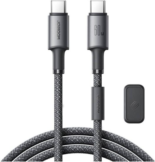 Joyroom S-A50 USB-C apa - USB-C apa Adat és töltő kábel 1.2m - Szürke