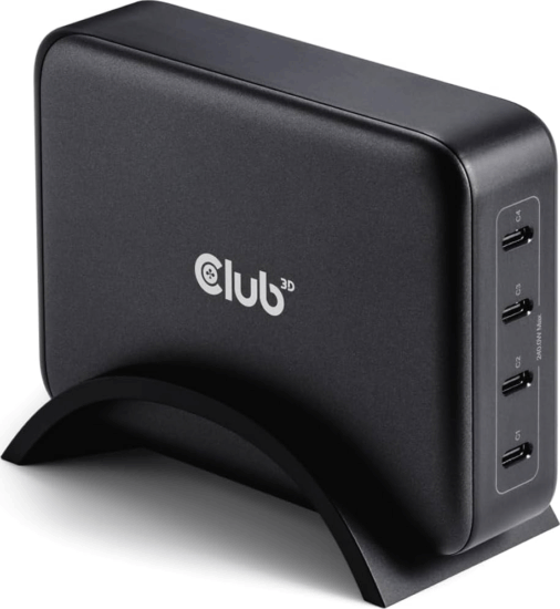 Club3D CAC-1918 4x USB-C Hálózati Gyorstöltő Adapter 240W - Fekete