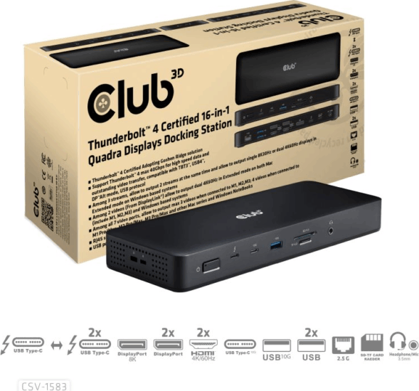 Club3D CSV-1583 Univerzális USB-C Laptop dokkoló Állomás 140 Watt