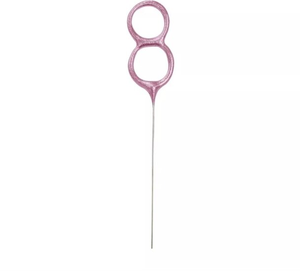 Unique Számos torta csillagszóró 18cm 8-as szám - Pink