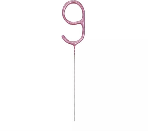 Unique Számos torta csillagszóró 18cm 9-es szám - Pink