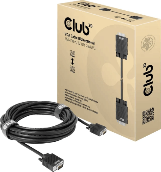 Club3D CAC-1710 VGA - VGA Kábel 10m - Fekete Club3D CAC-1710 VGA - VGA Kábel 10m - Fekete