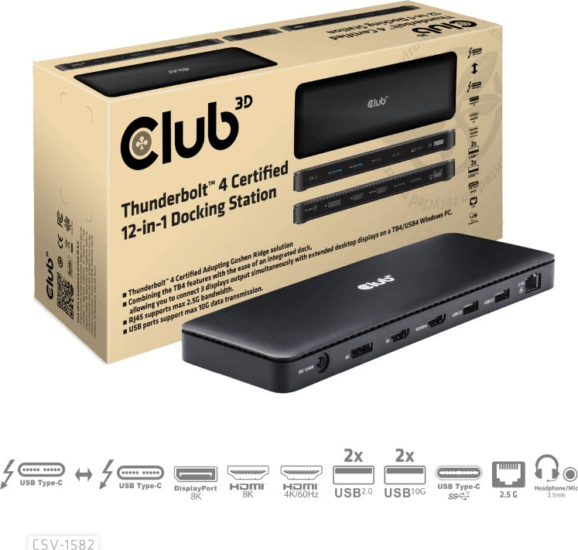Club3D CSV-1582 Univerzális USB-C Laptop dokkoló Állomás 140 Watt