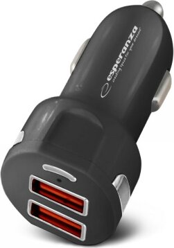 Esperanza Quick Power Charger 2xUSB-A Autós töltő 18W - Fekete
