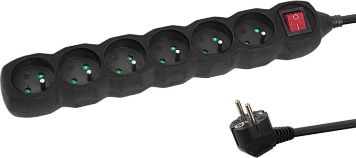 Esperanza Power Strip 220V Hálózati elosztó 6 aljzatos 5m - Fekete