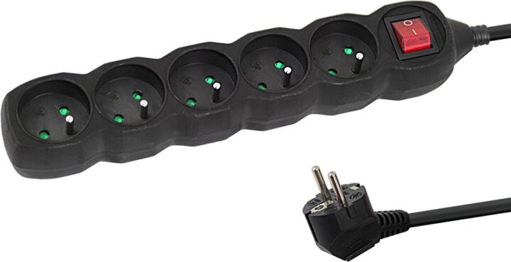 Esperanza ELK214K Túlfeszültség védő elosztó 5 aljzatos 1.5m - Fekete Esperanza ELK214K Túlfeszültség védő elosztó 5 aljzatos 1.5m - Fekete