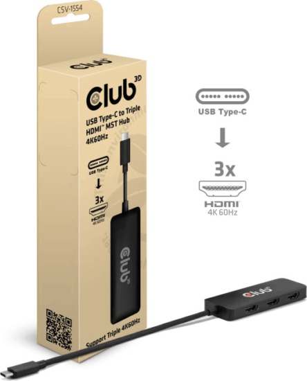 Club3D CSV-1554 USB-C apa - 3x HDMI anya Átalakító Adapter