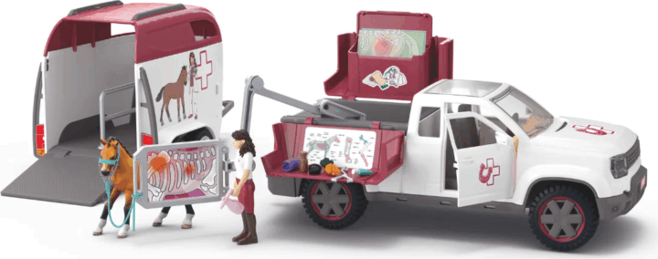 Schleich 42704 Horse Club Mobil állatorvos utánfutóval figura szett