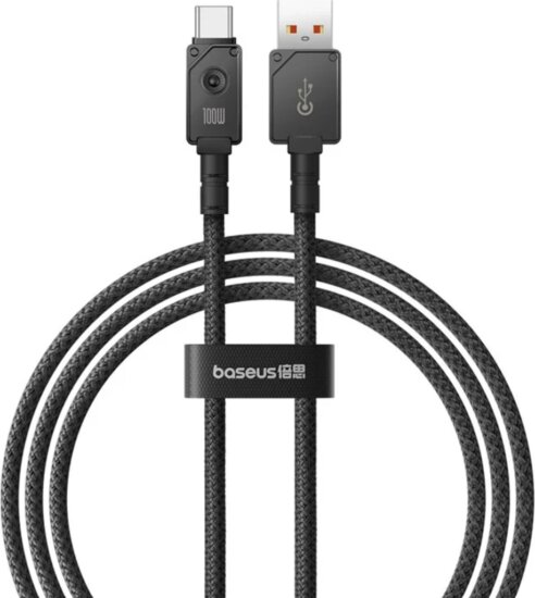 Baseus Baseus Unbreakable Series 100W USB-A apa - USB-C apa 2.0 Adat és töltő kábel 1m - Fekete