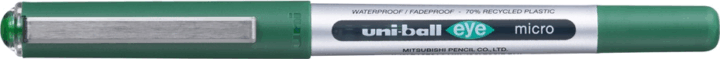 Uni UB-150E Eye Micro Kupakos golyóstoll (Zöld tinta) - Zöld/Ezüst