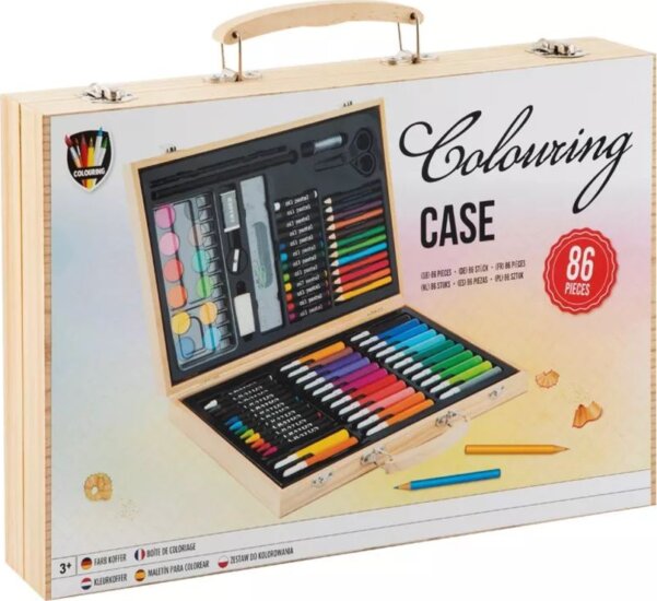 CraftArt 86 darabos Rajzkészlet fa bőröndben