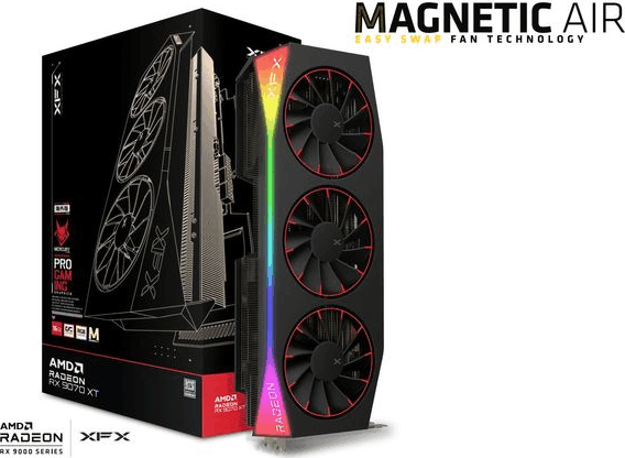 XFX Mercury AMD Radeon RX 9070XT OC Magnetic Air Edition RGB 16GB GDDR6 Videókártya