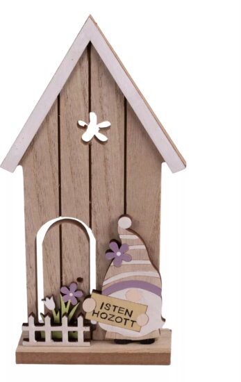 Faházikó mintával és manó figurával "Isten hozott" felirattal 22 cm