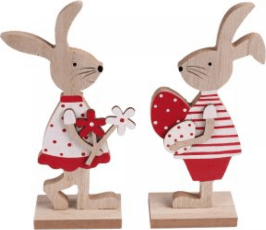 Fa nyuszi figura dekoráció 18 cm - Többféle