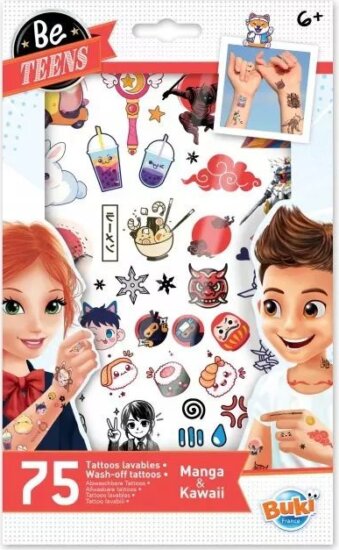 BUKI 75 darabos Lemosható tetoválás - Manga és Kawaii minták BUKI 75 darabos Lemosható tetoválás - Manga és Kawaii minták
