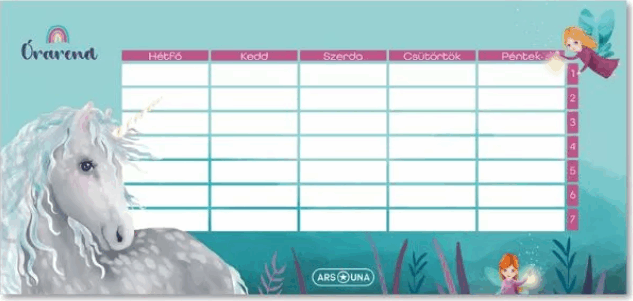 Ars Una Stardust kétoldalas egylapos órarend lányoknak - Kék/Mintás