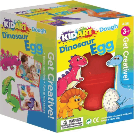 KidArt Dinótojás gyurma készlet 4 színű gyurmával és formákkal