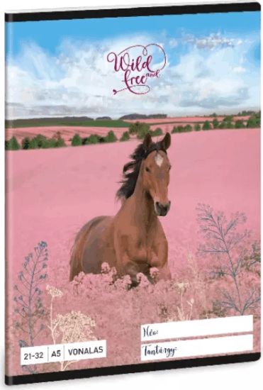 Wild and Free 32 Lapos A5 vonalas füzet - Lovacska mintás