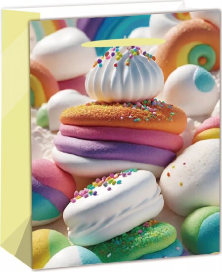 Édesség mintás Szalagfüles papír ajándéktasak (26 x 32 cm) - Mintás