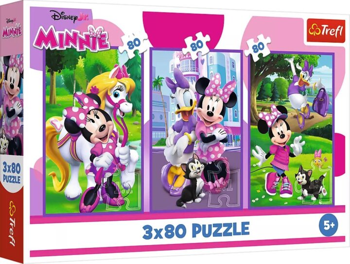 Trefl Minnie egér és barátai - 3 x 80 darabos puzzle