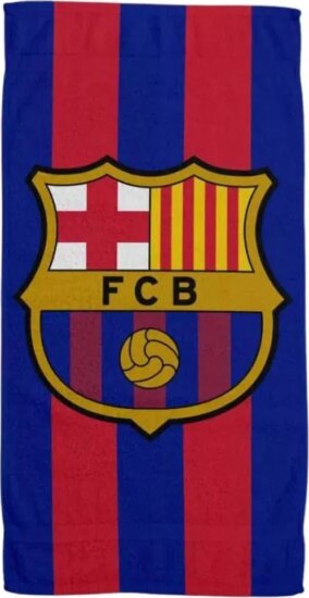 FC Barcelona Mikroszálas Gyerek Fürdőlepedő (100 x 180 cm) - Kék/Piros mintás