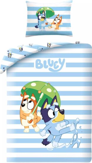 Csíkos pamut kétrészes gyerek ágynemű garnitúra - Bluey (140 x 200 cm)