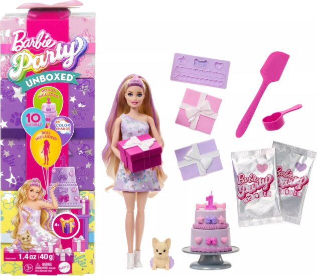 Mattel Barbie Party Reveal meglepetés szett - Francia bulldog