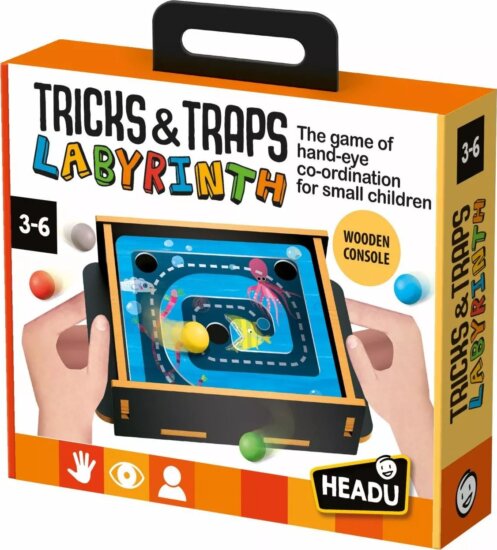 Headu Vezesd a golyót koordinációs fejlesztő fajáték 6 különböző labirintuslappal