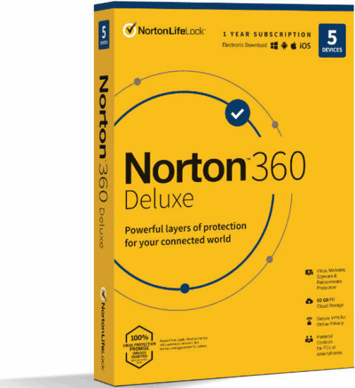 Norton 360 Deluxe 50 GB HUN Online vírusirtó szoftver (5 PC / 1 év)