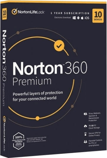 Norton 360 Premium 75 GB HUN Online vírusirtó szoftver (10 PC / 1 év)
