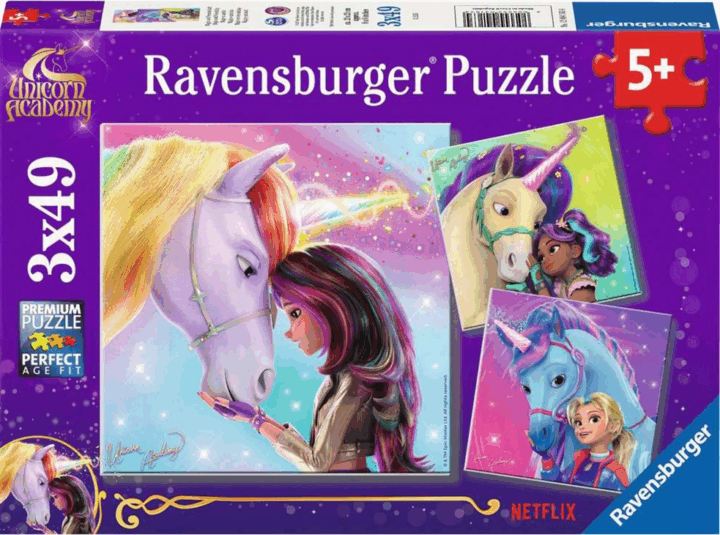 Ravensburger Unikornis Akadémia - Varázslat és barátság 3x49 darabos puzzle Ravensburger Unikornis Akadémia - Varázslat és barátság 3x49 darabos puzzle