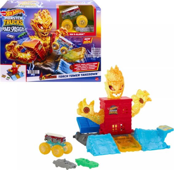 Mattel Hot Wheels Monster Trucks Power Smasher Tűzszörny pályaszett