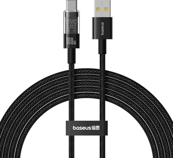 Baseus Gem USB-A apa - USB-C apa Adat és gyorstöltő kábel 2m - Fekete