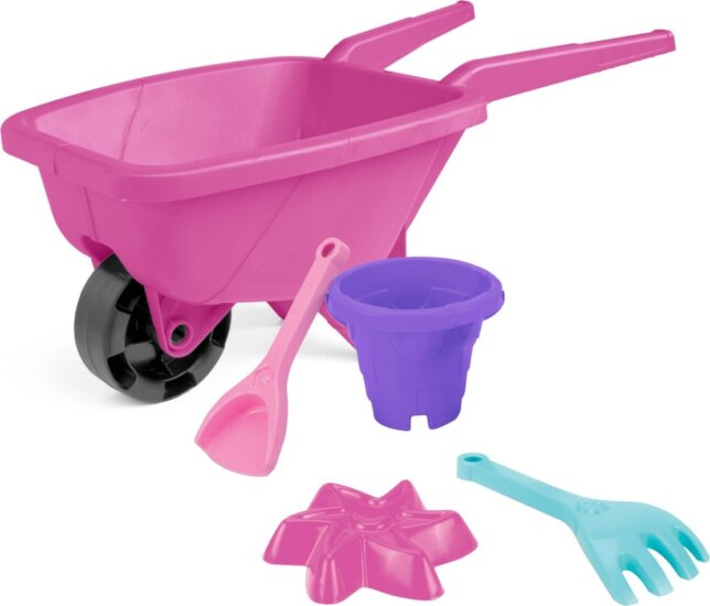 Wader 4 részes Homokozókészlet talicskával - Rózsaszín