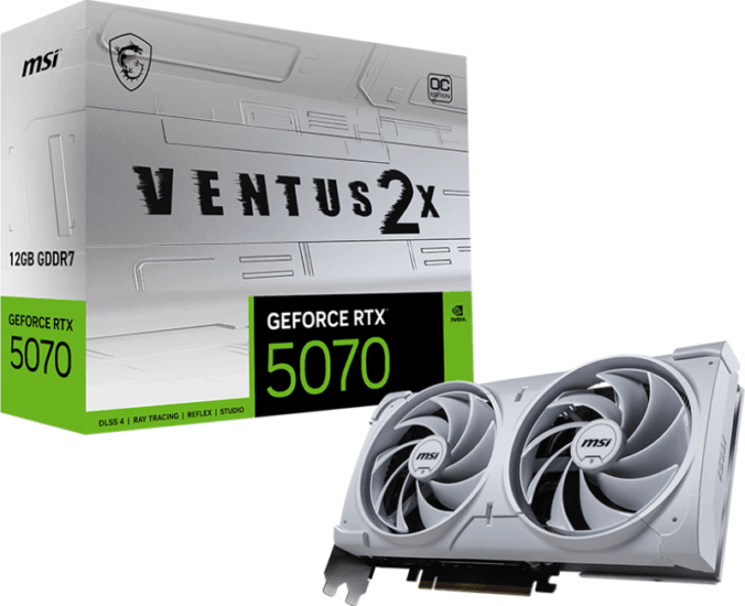 MSI GeForce RTX 5070 12GB GDDR7 Ventus 2X OC White Edition Videókártya